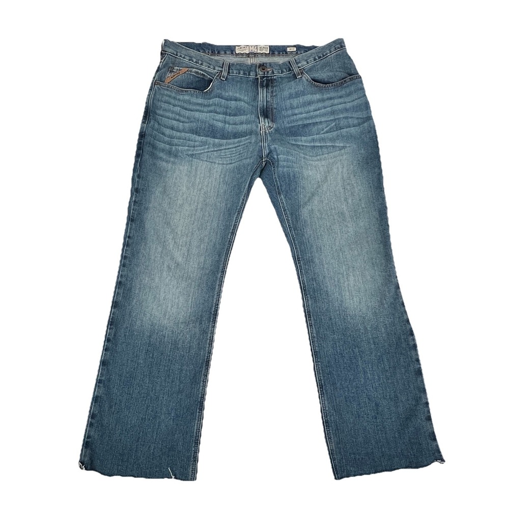 Ariat M4 Legacy Jeans Mens 38x32 (30) Blue Fade Relaxed Boot Cut Raw Hem
